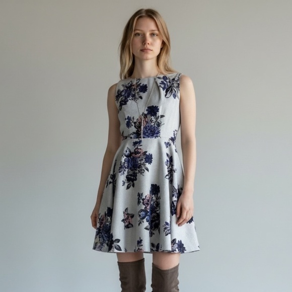 ELLE Floral Sleeveless Fit & Flare Dress Women’s 6 - Picture 1 of 8